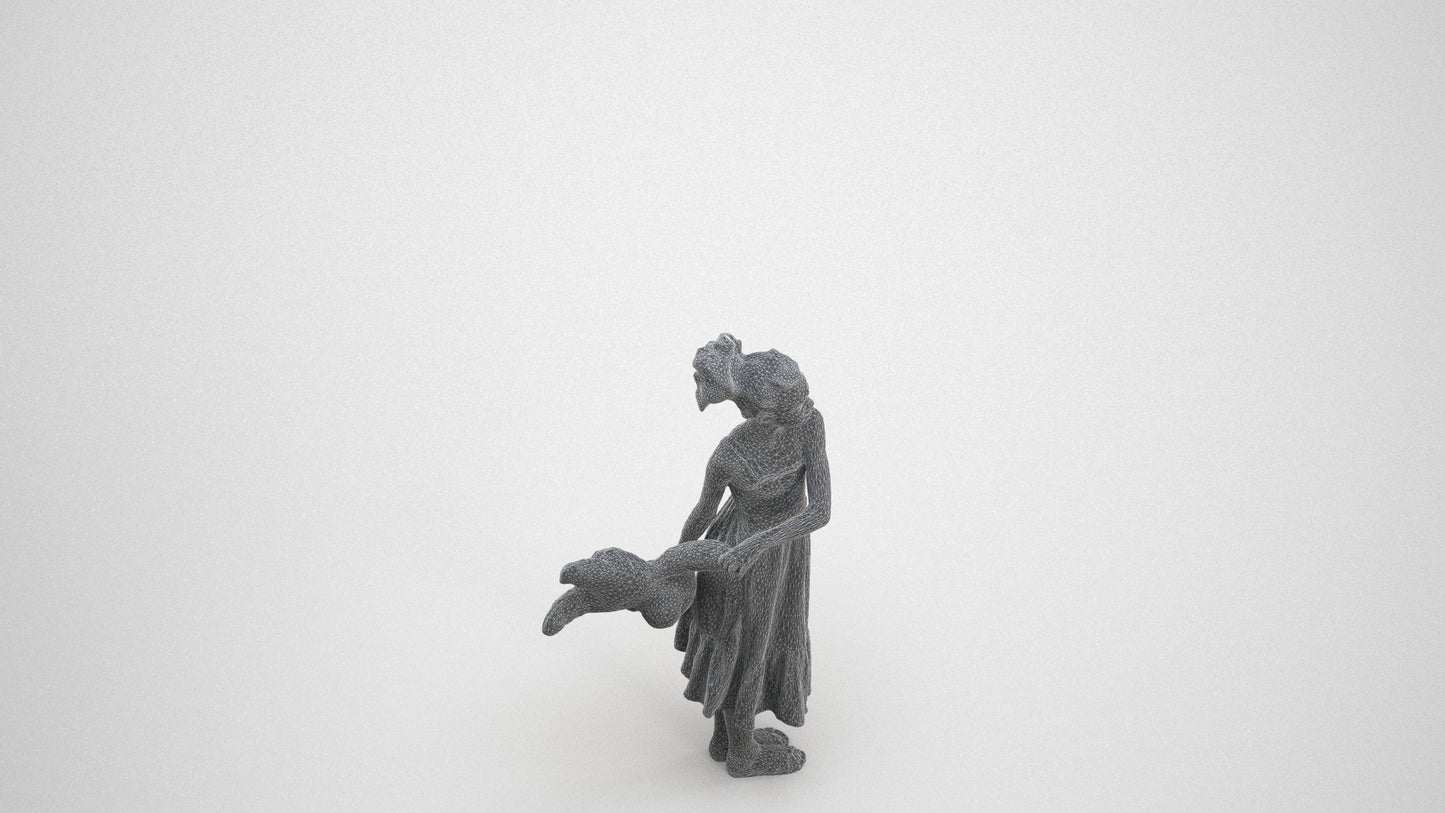 scanned 3D girl casual kids, photogrammetry people for Enscape and V-Ray, wireframe three-quarter view