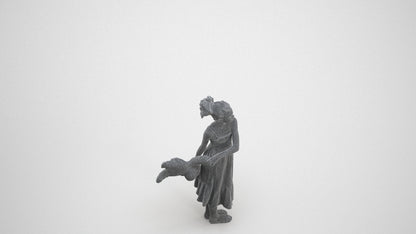 scanned 3D girl casual kids, photogrammetry people for Enscape and V-Ray, wireframe three-quarter view