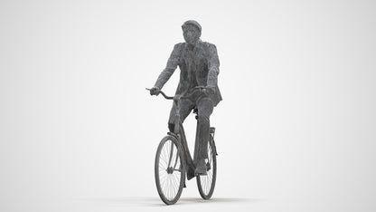 3D scanned man cycling business, photorealistic archviz people for Enscape and SketchUp, three-quarter front view render