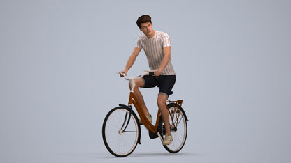 realistic 3D man casual cycling, scanned archviz people for Blender and 3ds Max, standing pose render