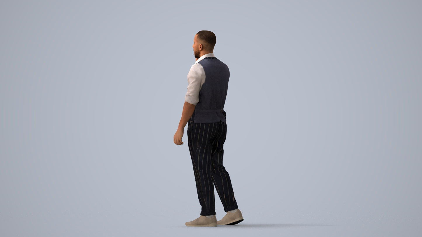 realistic 3D man business, scanned archviz people for Blender and 3ds Max, three-quarter view render