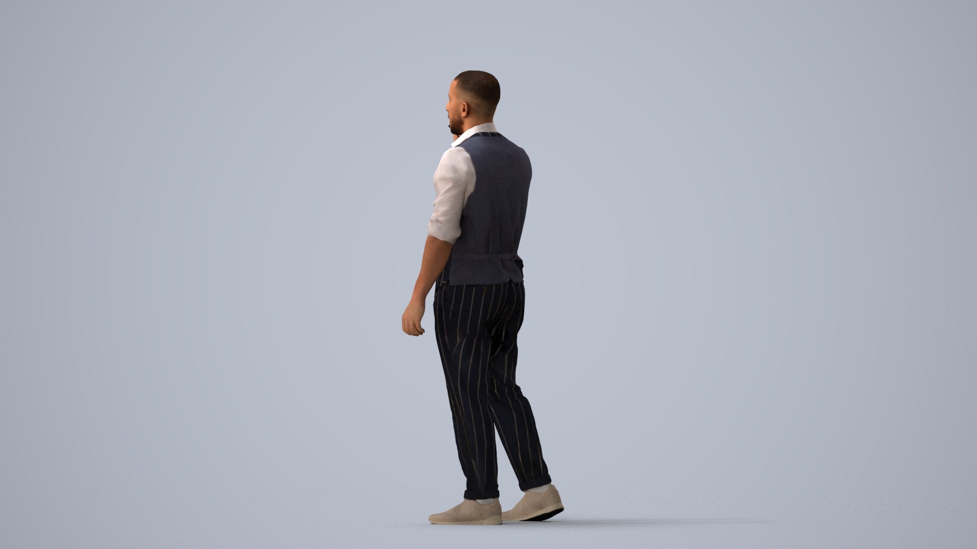 realistic 3D man business, scanned archviz people for Blender and 3ds Max, three-quarter view render