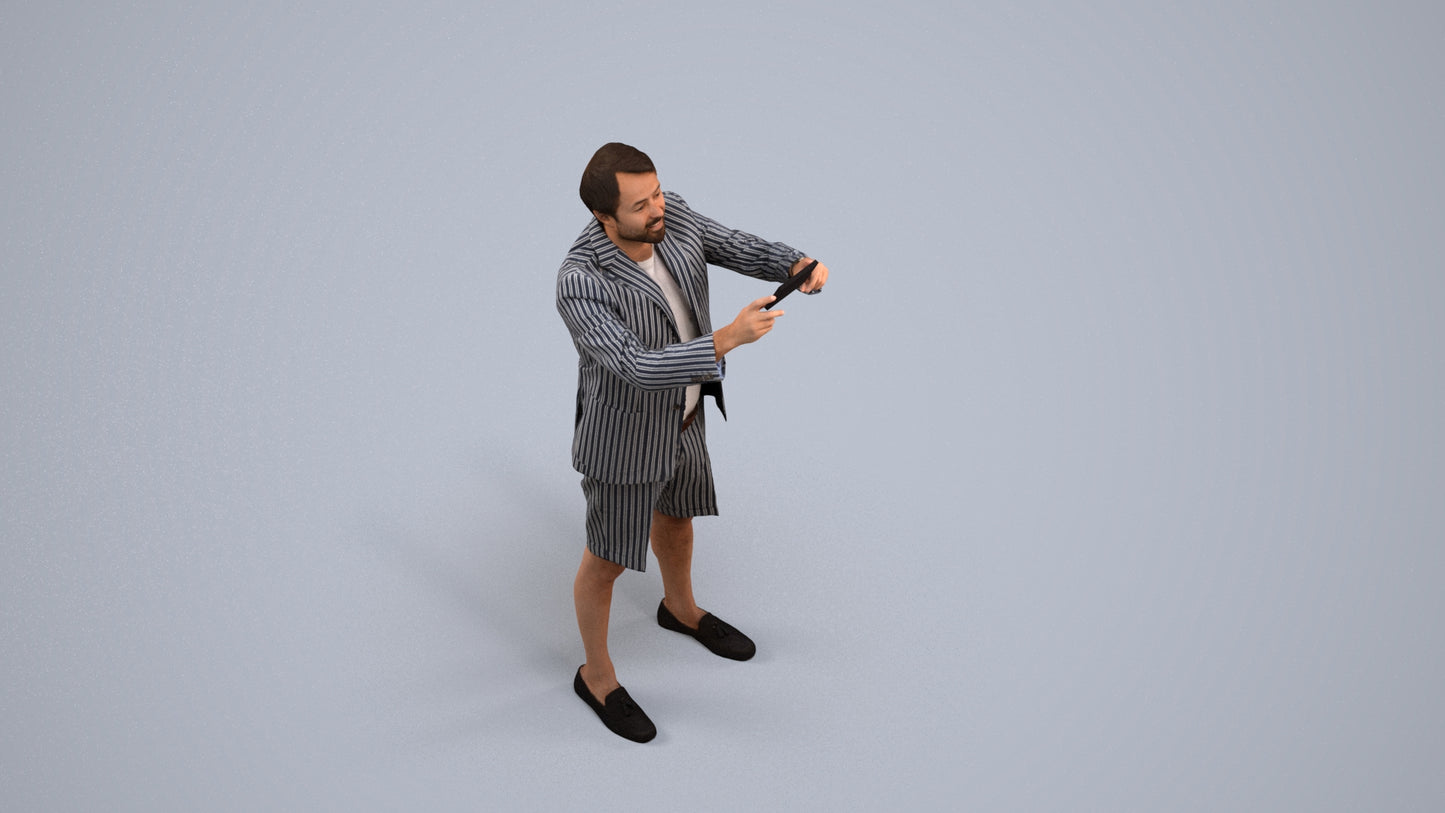 3D scanned man standing business, photorealistic archviz people for Enscape and SketchUp, back view render