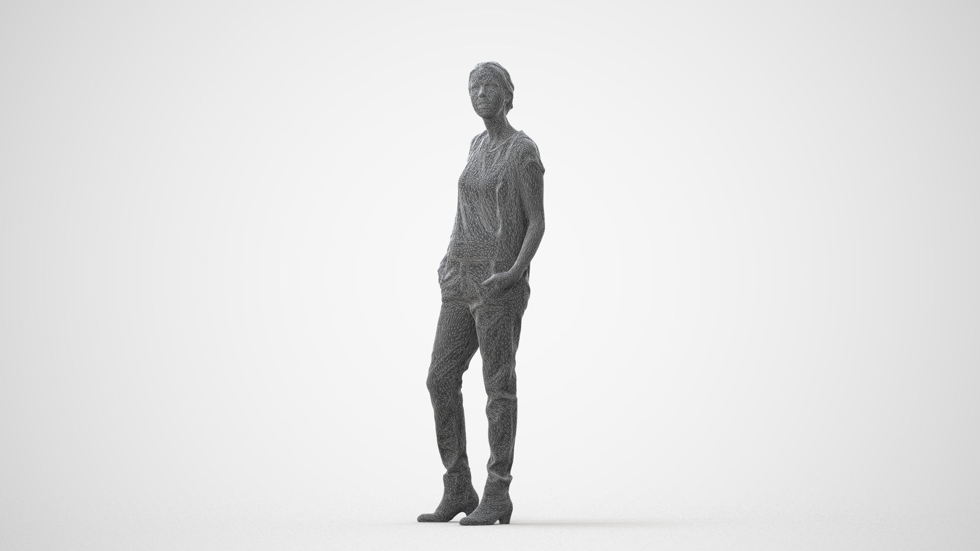 scanned 3D woman casual standing, photogrammetry people for Enscape and V-Ray, square thumbnail