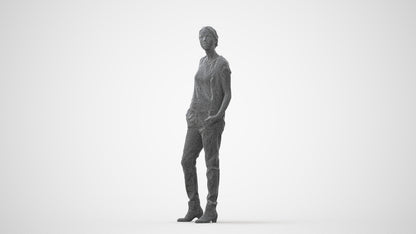 scanned 3D woman casual standing, photogrammetry people for Enscape and V-Ray, square thumbnail