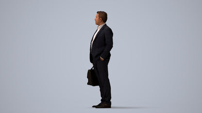realistic 3D man business, scanned archviz people for Blender and 3ds Max, three-quarter view render