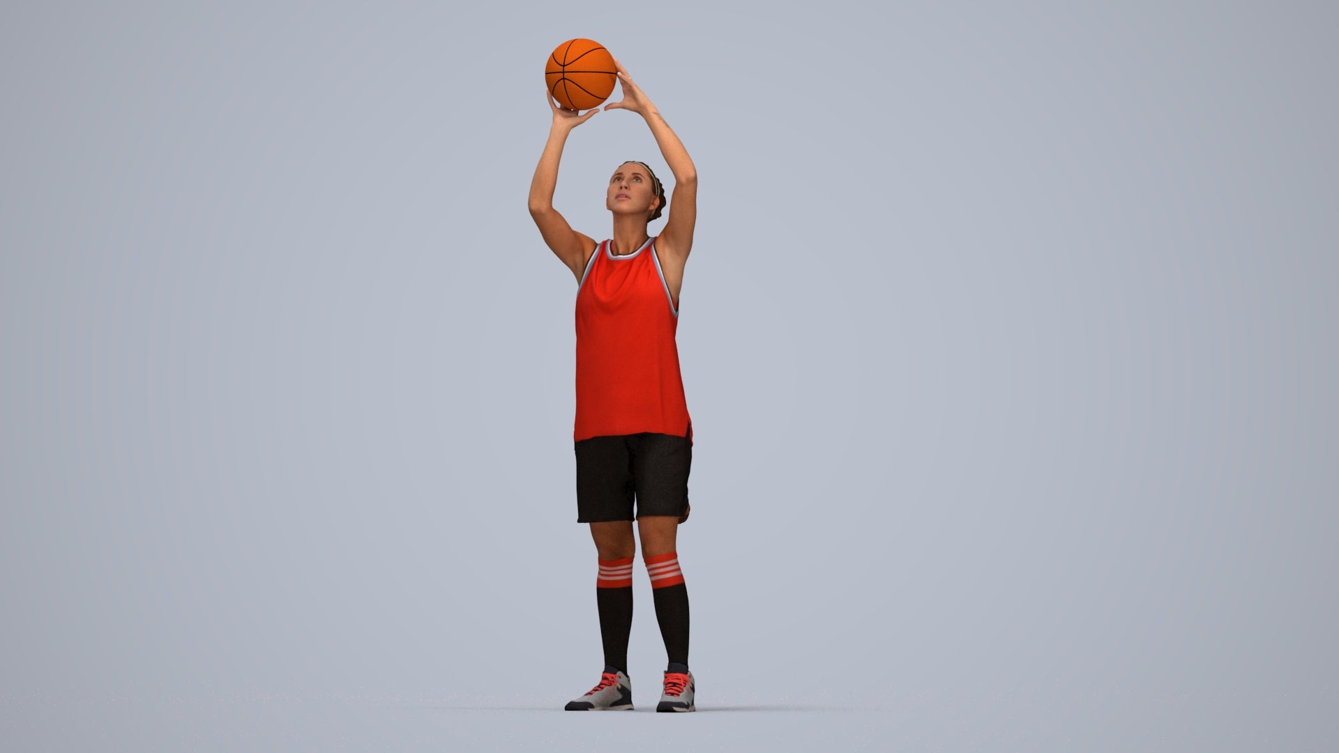photogrammetry 3D woman sport, realistic human model archviz FBX, top-down view render