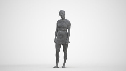 3D people model woman casual standing, scanned human for 3ds Max rendering, three-quarter front view render