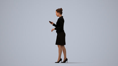 realistic 3D people woman business standing, render-ready for V-Ray and Corona, FBX OBJ, three-quarter view render