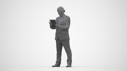 realistic 3D man business, scanned archviz people for Blender and 3ds Max, wireframe back view