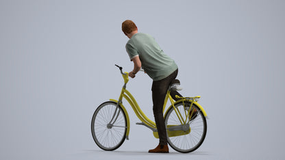 realistic 3D people man casual cycling, render-ready for V-Ray and Corona, FBX OBJ, front view render