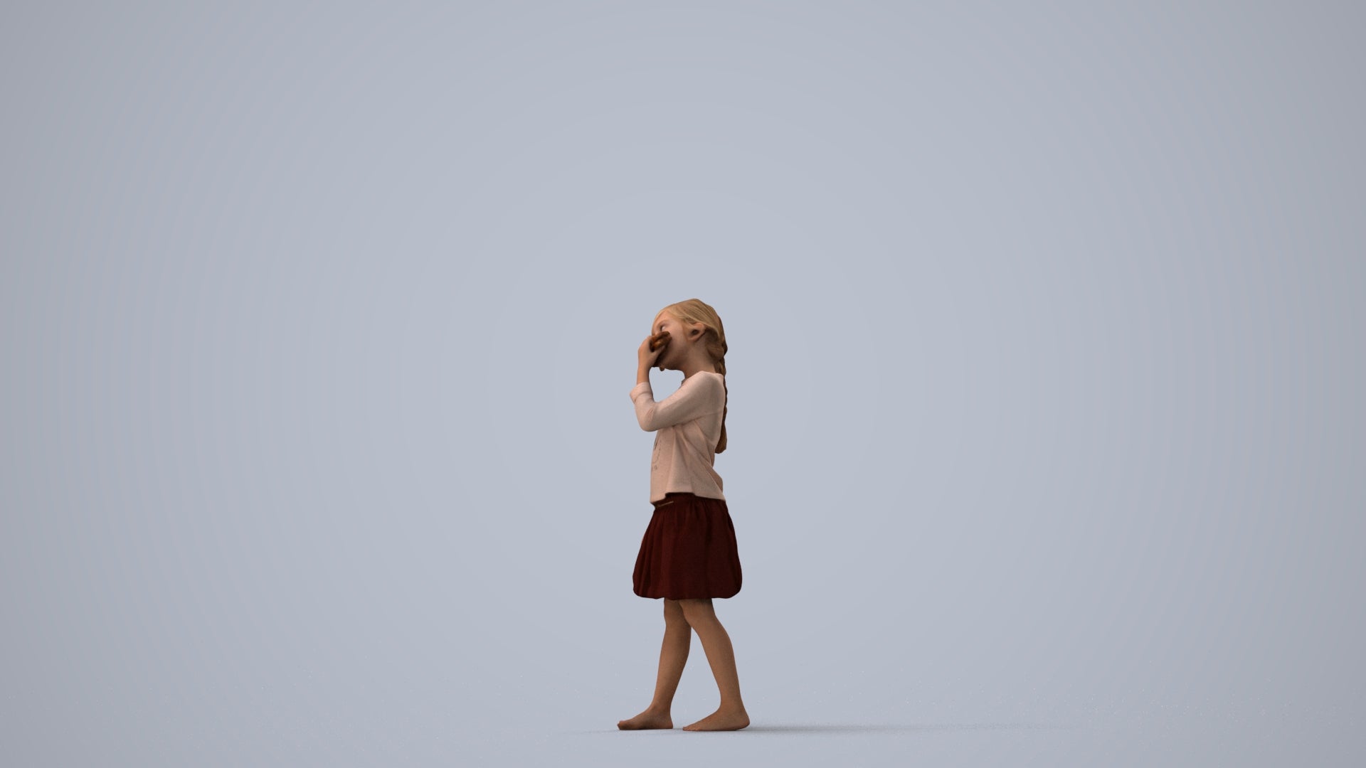 photogrammetry 3D girl kids, realistic human model archviz FBX, three-quarter view render