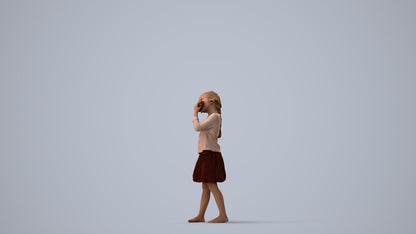 photogrammetry 3D girl kids, realistic human model archviz FBX, three-quarter view render