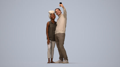 scanned 3D woman casual standing, photogrammetry people for Enscape and V-Ray, top-down view render