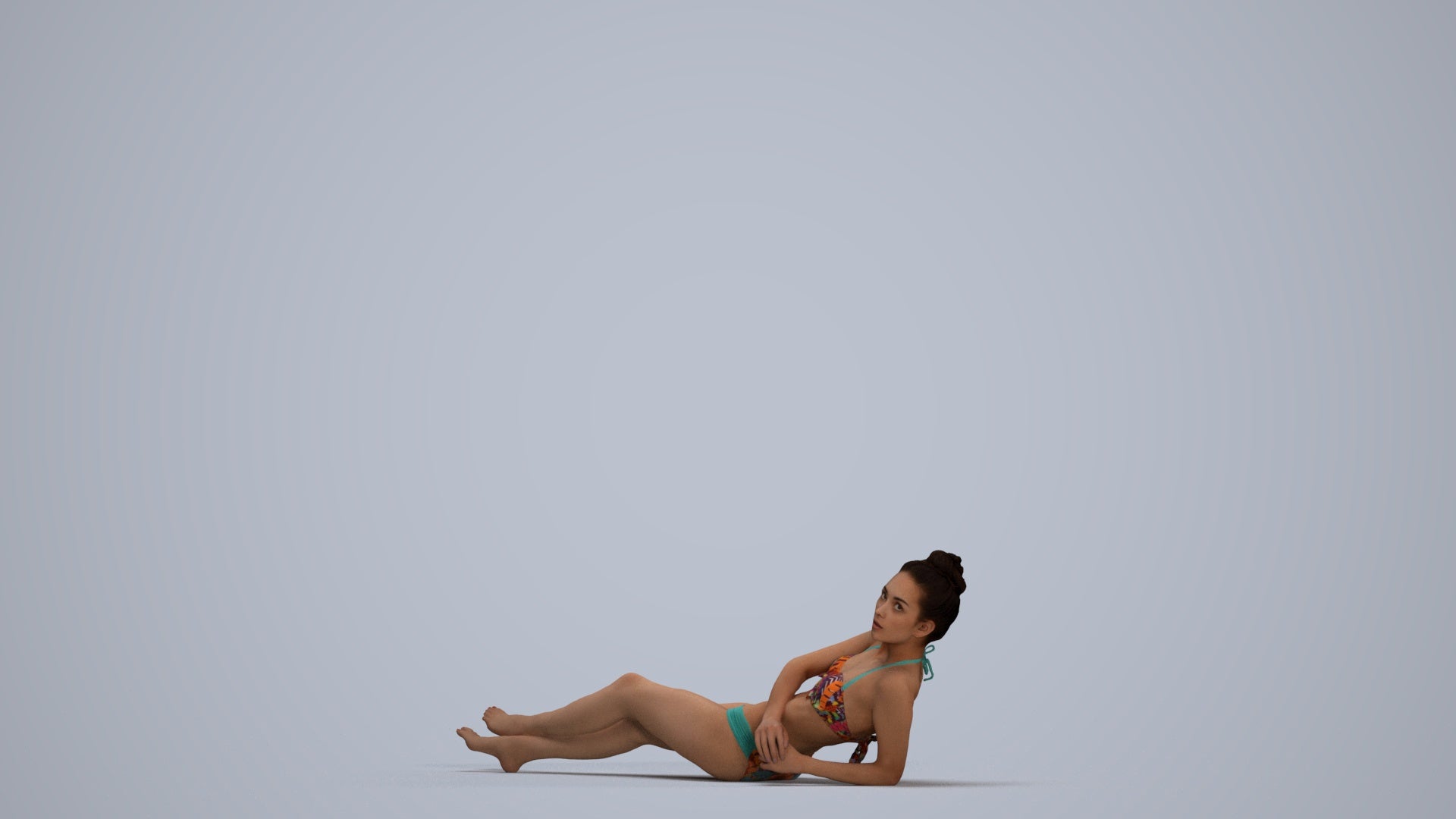 realistic 3D woman pool, scanned archviz people for Blender and 3ds Max, standing pose render