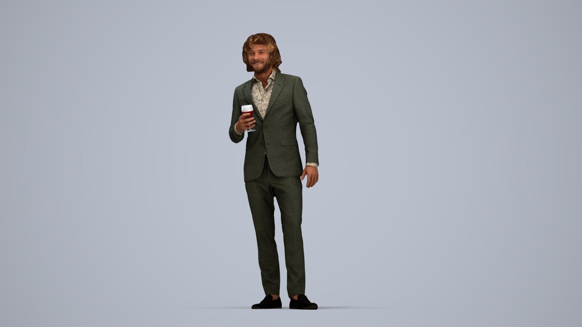 3D people model man business, scanned human for 3ds Max rendering, top-down view render