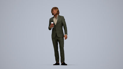3D people model man business, scanned human for 3ds Max rendering, top-down view render