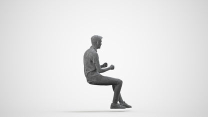 realistic 3D people man casual driving, render-ready for V-Ray and Corona, FBX OBJ, wireframe side view