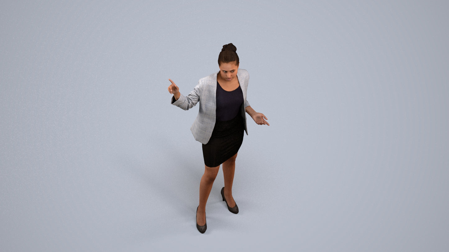 photogrammetry 3D woman business, realistic human model archviz FBX, back view render