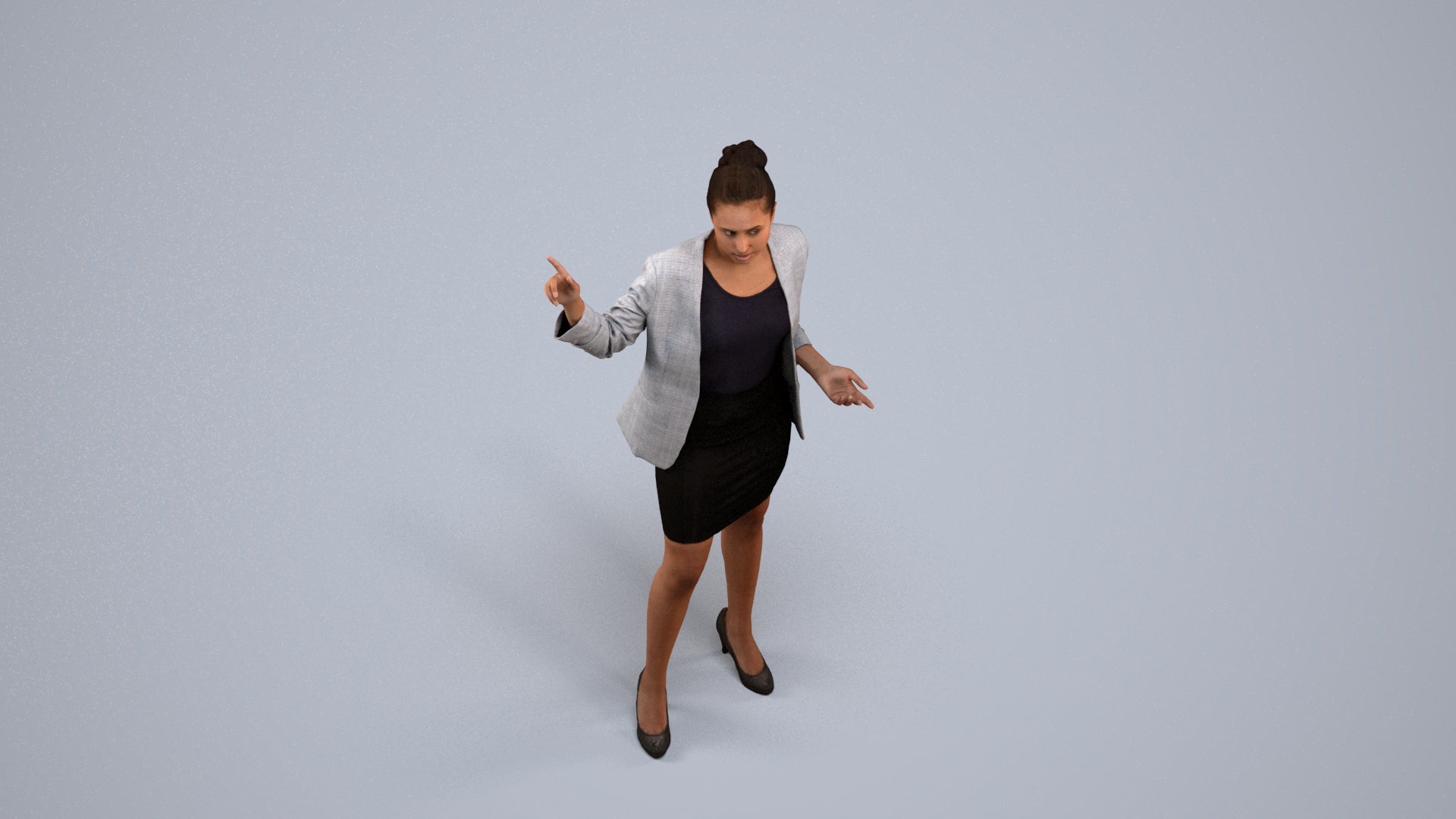 photogrammetry 3D woman business, realistic human model archviz FBX, back view render