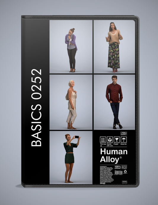 photogrammetry 3D people standing collection, 5 realistic human models archviz FBX