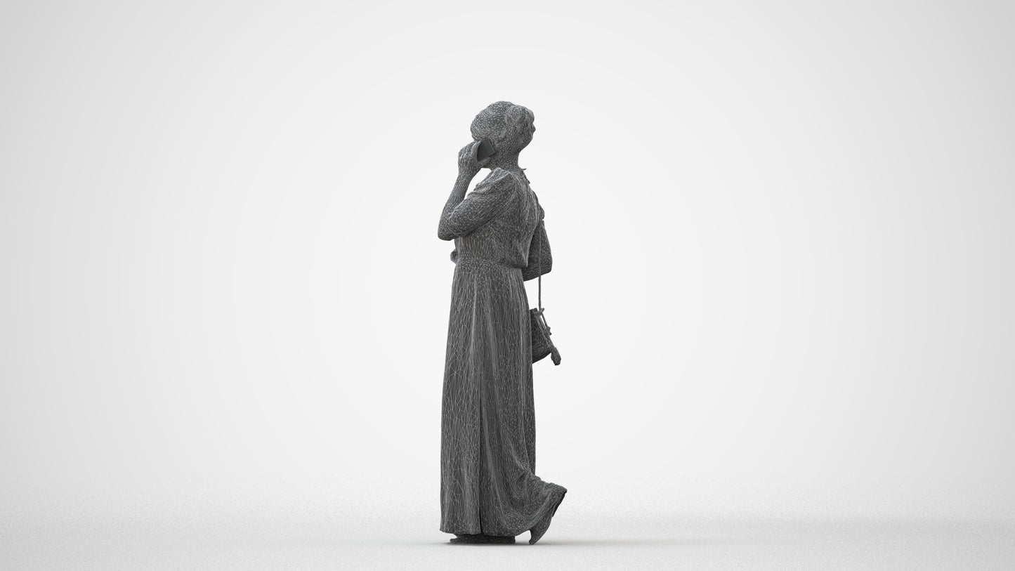 3D scanned woman standing casual, photorealistic archviz people for Enscape and SketchUp, square thumbnail