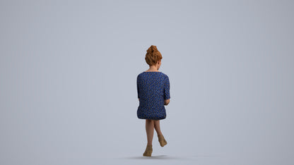 photogrammetry 3D woman casual sitting, realistic human model archviz FBX, front view render