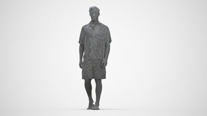 scanned 3D man casual walking, photogrammetry people for Enscape and V-Ray, wireframe back view