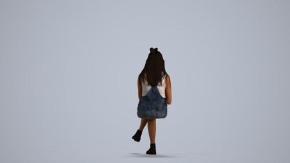realistic 3D woman casual sitting, scanned archviz people for Blender and 3ds Max, front view render
