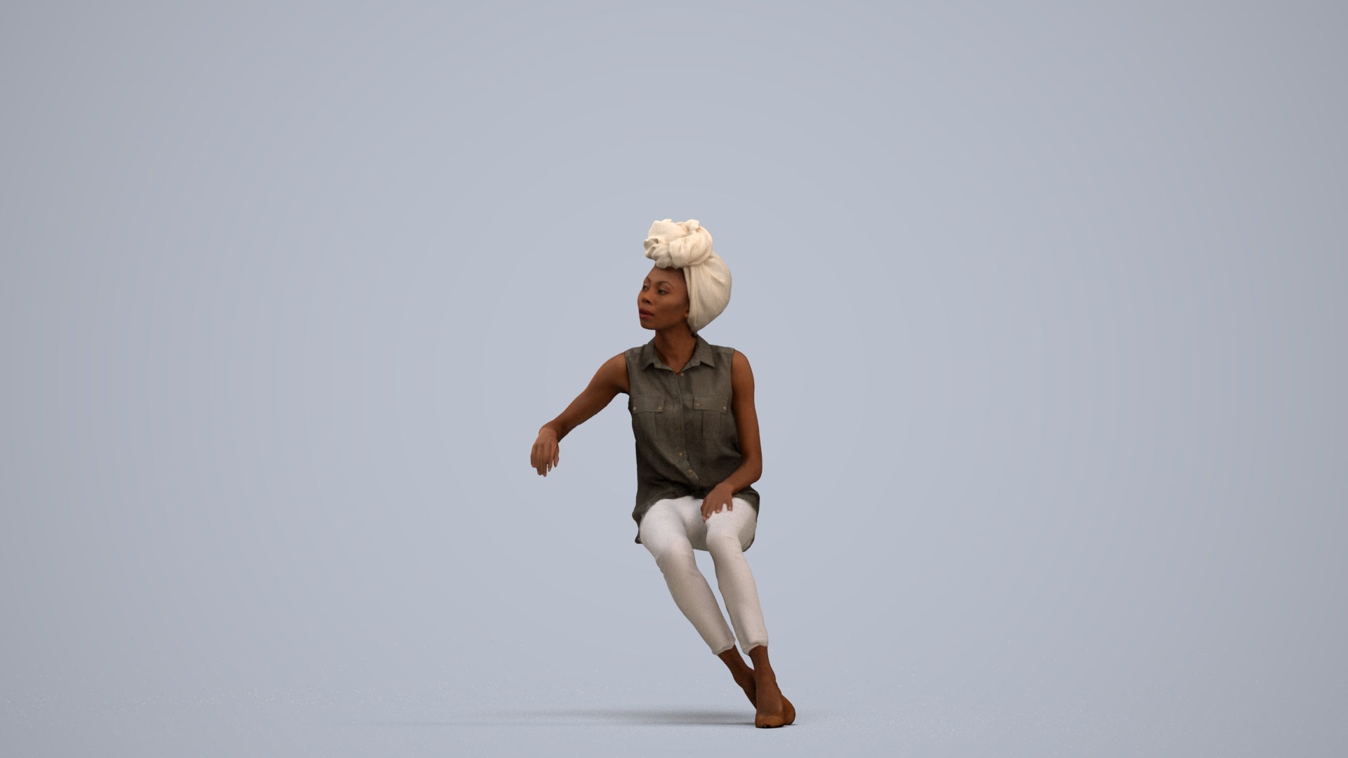 3D people model woman casual sitting, scanned human for 3ds Max rendering, standing pose render