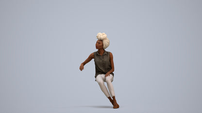 3D people model woman casual sitting, scanned human for 3ds Max rendering, standing pose render