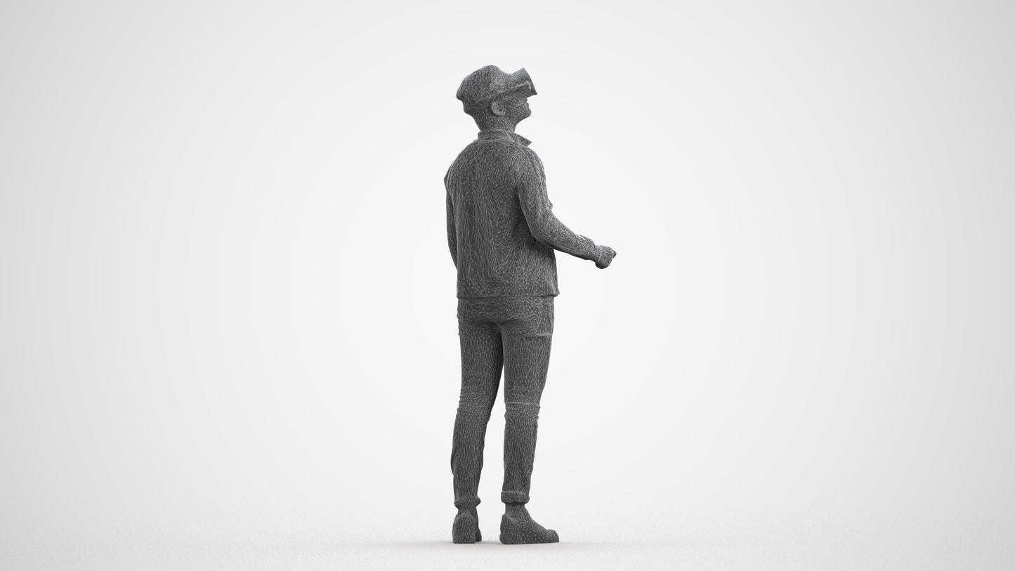 realistic 3D boy casual kids, scanned archviz people for Blender and 3ds Max, wireframe front view