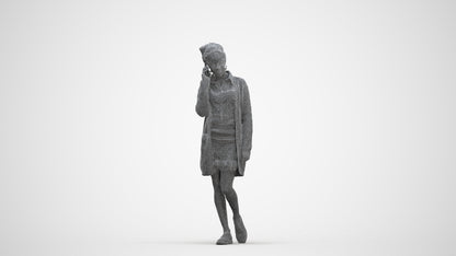 3D people model woman casual walking, scanned human for 3ds Max rendering, three-quarter front view render