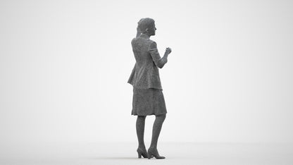 3D scanned woman business, photorealistic archviz people for Enscape and SketchUp, wireframe side view