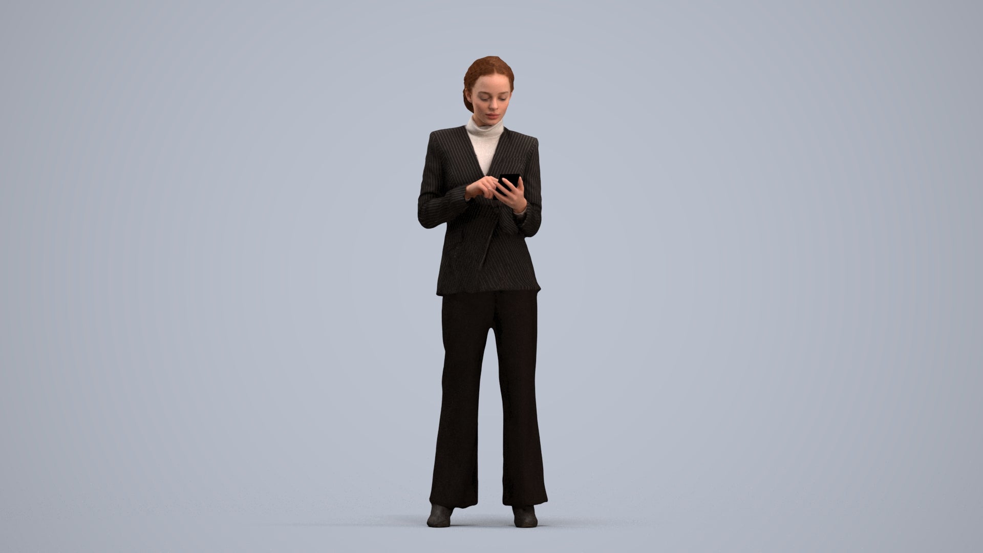 3D people model woman business, scanned human for 3ds Max rendering, standing pose render