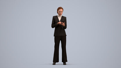 3D people model woman business, scanned human for 3ds Max rendering, standing pose render