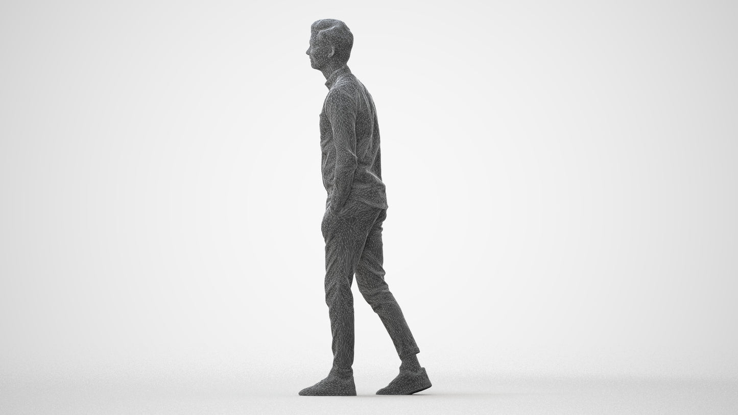 realistic 3D human man casual walking, archviz people FBX OBJ for Blender, square thumbnail