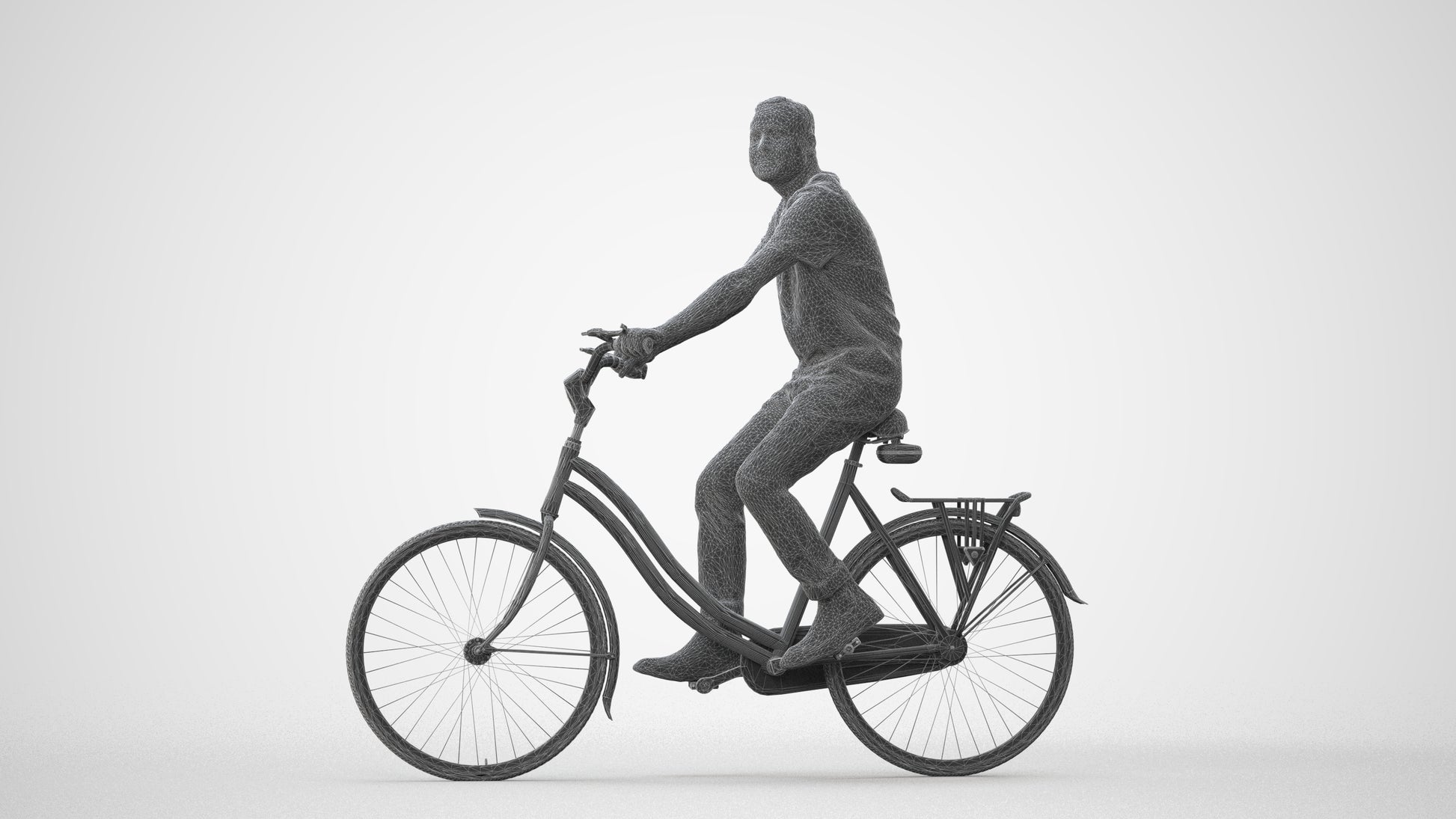 scanned 3D man casual cycling, photogrammetry people for Enscape and V-Ray, square thumbnail