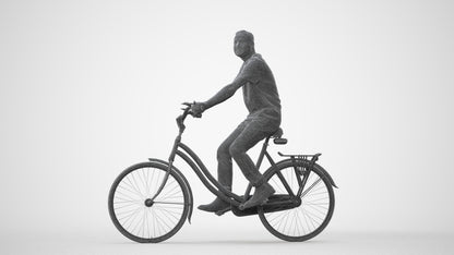scanned 3D man casual cycling, photogrammetry people for Enscape and V-Ray, square thumbnail
