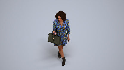 photogrammetry 3D woman casual walking, realistic human model archviz FBX, back view render