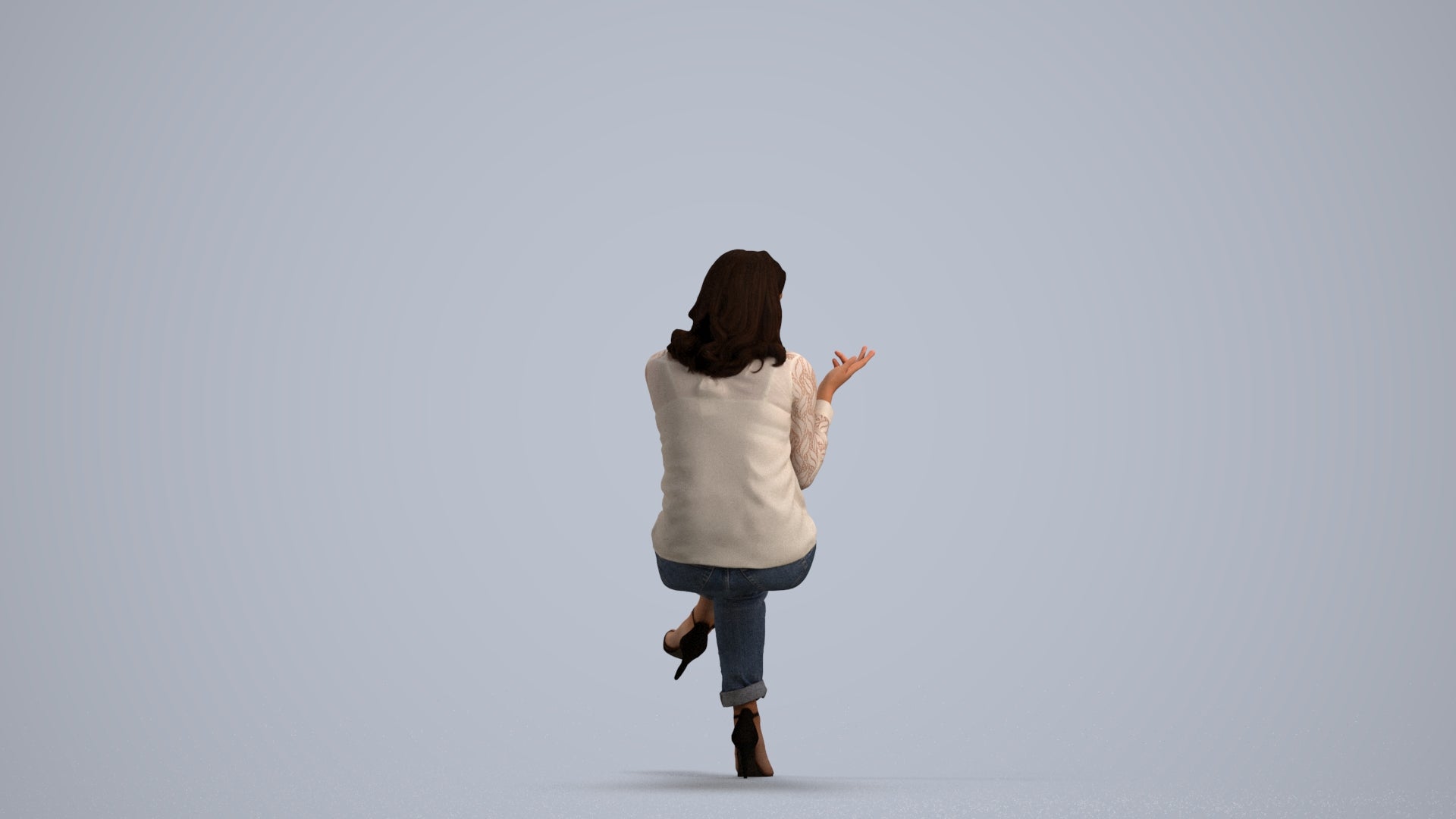 realistic 3D people woman casual sitting, render-ready for V-Ray and Corona, FBX OBJ, front view render