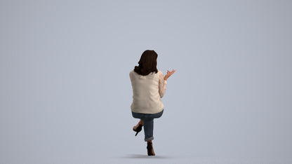 realistic 3D people woman casual sitting, render-ready for V-Ray and Corona, FBX OBJ, front view render
