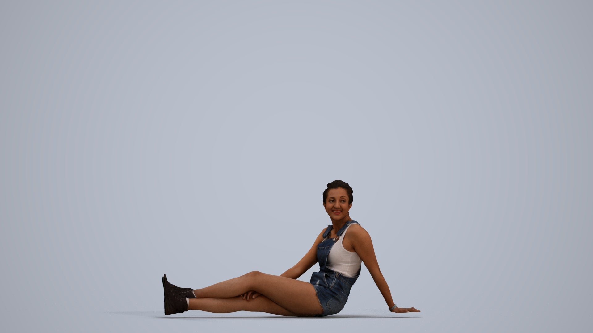 realistic 3D people woman casual sitting, render-ready for V-Ray and Corona, FBX OBJ, standing pose render