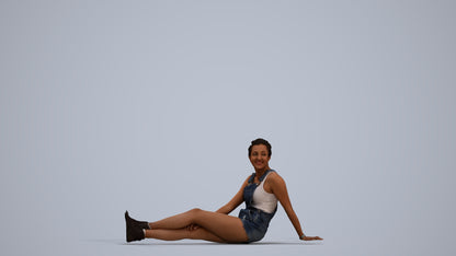 realistic 3D people woman casual sitting, render-ready for V-Ray and Corona, FBX OBJ, standing pose render