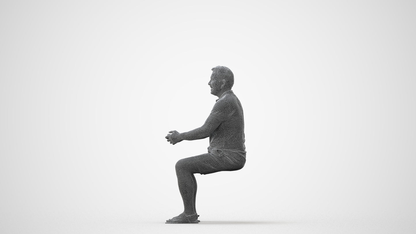 realistic 3D people man casual sitting, render-ready for V-Ray and Corona, FBX OBJ, square thumbnail