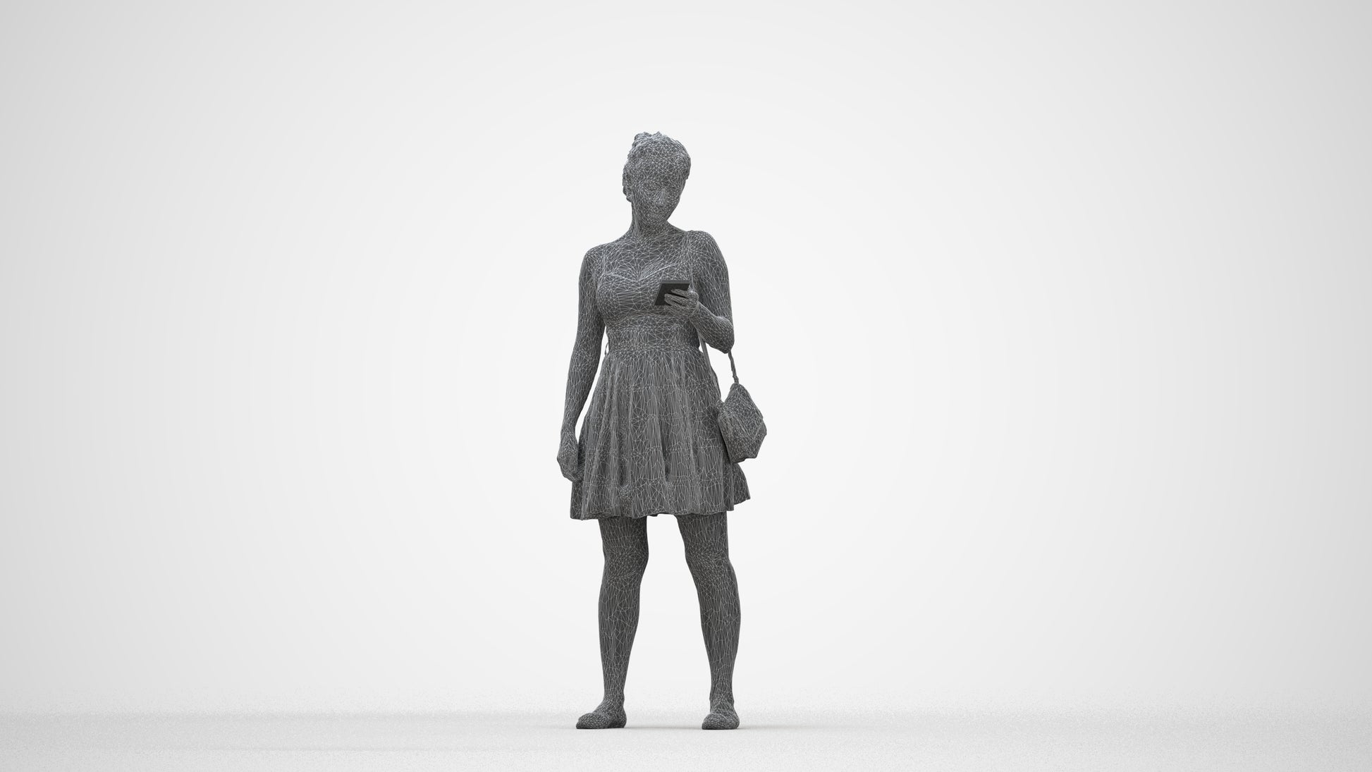 scanned 3D woman formal formalaffairs, photogrammetry people for Enscape and V-Ray, wireframe back view