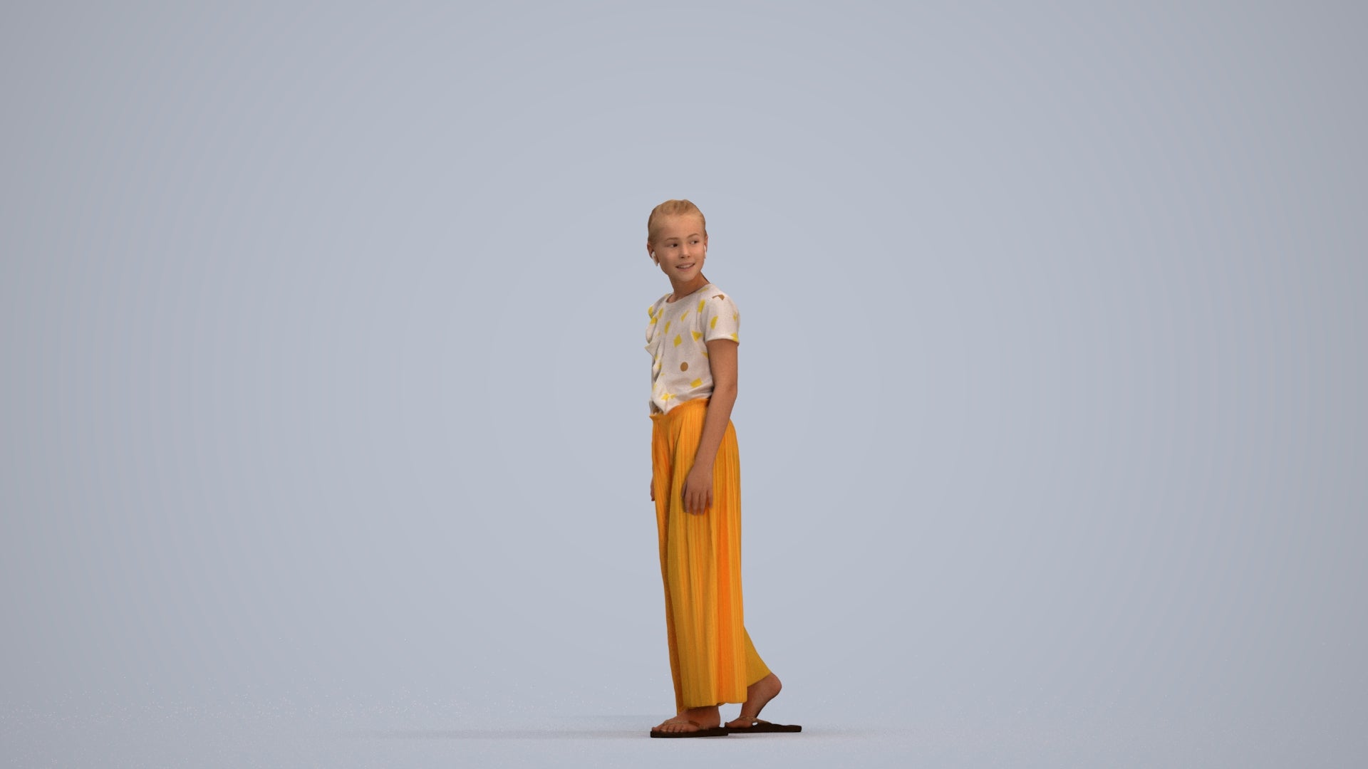 3D people model girl casual kids, scanned human for 3ds Max rendering, standing pose render