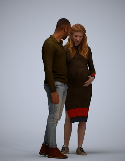 3D human model woman casual kids, photogrammetry scanned person for archviz