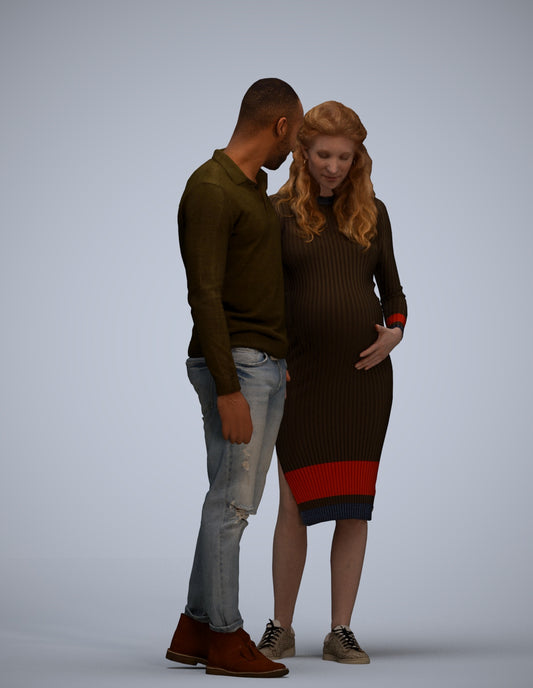 3D human model woman casual kids, photogrammetry scanned person for archviz
