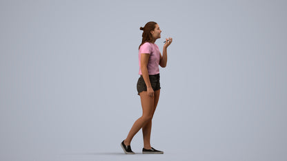 3D people model girl casual standing, scanned human for 3ds Max rendering, side view render
